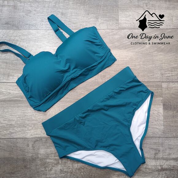 Tempt Me Plus Size High Waist Cropped Molded Cup Bikini Size 12W - Picture 1 of 5